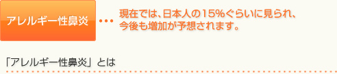 アレルギー性鼻炎 現在では､日本人の１５％ぐらいに見られ､今後も増加が予想されます｡
